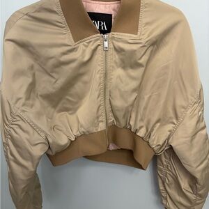 Zara Women's Beige Bomber Jacket